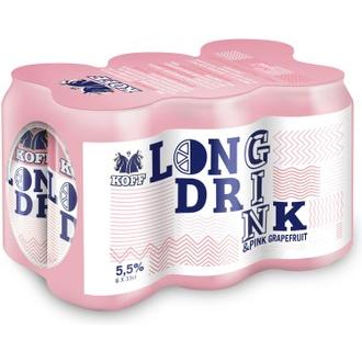 6-pack Koff Long Drink Pink Grapefruit 5,5 % tölkki 0,33 L