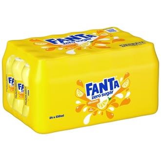 24-pack Fanta Sokeriton Sitruuna virvoitusjuoma muovipullo 0.33 L