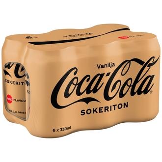 6-pack Coca-Cola Zero Sugar Vanilja kasviuutejuoma tölkki 0,33L