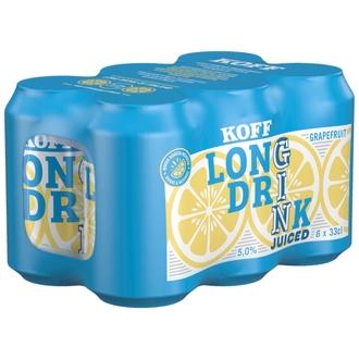 6-pack Koff Long Drink Juiced Grapefruit long drink 5,0 % tölkki 0,33 L