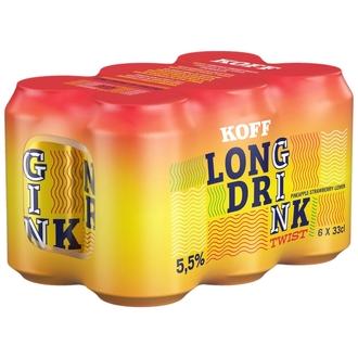 6-pack Koff Long Drink Twist Pineapple Strawberry Lemon long drink 5,5 % tölkki 0,33 L