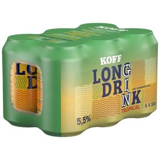 6-pack Koff Long Drink Tropical Lime Mandarin Kiwi long drink 5,5 til-% tölkki 0,33 L