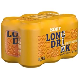 6-pack Koff Long Drink Snappy Citrus long drink 5,5 % tölkki 0,33 L