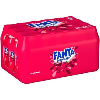 24-pack Fanta Vadelma Zero virvoitusjuoma muovipullo 0.33 L