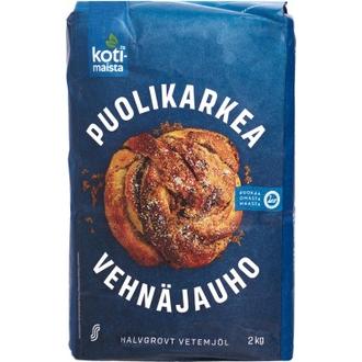 Kotimaista puolikarkea vehnäjauho 2 kg