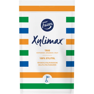 Fazer Xylimax Trio 130g piparmintun, spearmintin ja hedelmän makuisia täysksylitolipurukumi