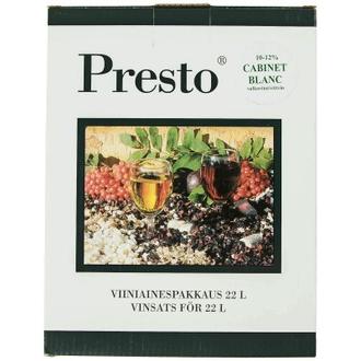 PRESTO Cabinet Blanc viiniainespakkaus 22 litralle valkoviiniä