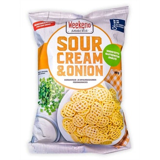 Weekend Snacks Sour Cream & Onion 180g Kerman- ja sipulimakuinen perunasnacks