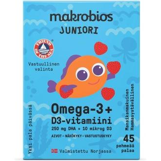 Makrobios Juniori Omega-3 + D3-Vitamiini 45 Pehmeää Palaa 63G