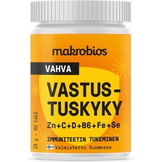 Makrobios Vahva Vastustuskyky Zn+C+D+B6+Fe+Se 60 Tablettia 28G