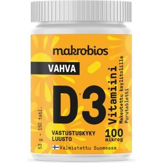 Makrobios Vahva D3-Vitamiini Appelsiini 100Mcg 150 Tablettia 53G