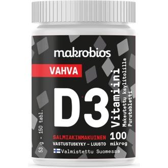 Makrobios Vahva D3-Vitamiini Salmiakki 100Mcg 150 Tablettia 53G