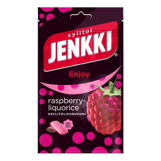 Jenkki Enjoy Raspberry-Liquorice ksylitolipurukumi 100g