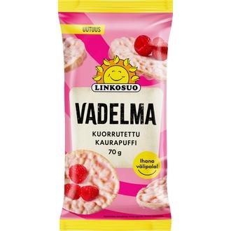 Linkosuo kuorrutettu kaurapuffi vadelma 70g