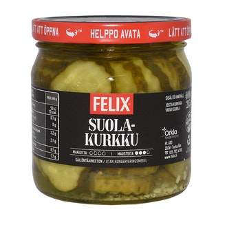 Felix suolakurkku viipaloituja kurkkuja suolamausteliemessä 400/215g