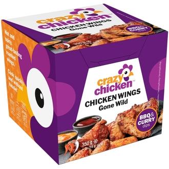 Crazy Chicken Chicken Wings Gone Wild - paahdetut mausteiset kanansiivet 350g + kastike 2x25g pakaste