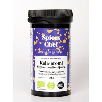 Spices Chef luomu Kala-aromi vegaaninen liemijauhe 90g  BPA-vapaassa biomuovi maustepurkissa.