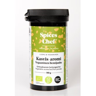Spices Chef luomu Kasvis-aromi vegaaninen liemijauhe 90g  BPA-vapaassa biomuovi maustepurkissa.