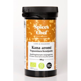 Spices Chef luomu Kana-aromi vegaaninen liemijauhe 90g  BPA-vapaassa biomuovi maustepurkissa.