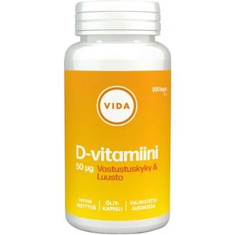 Vida D-Vitamiinivalmiste D-Vitamiini 50 Μg 200 Kapselia / 79 G