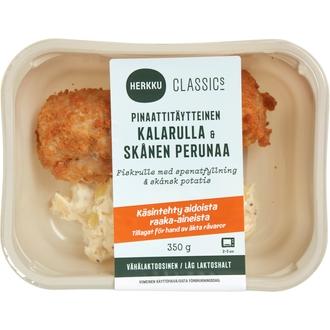 Herkku Classics Pinaattitäytteinen kalarulla & Skånen perunaa 350g