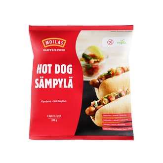 Moilas Gluten-Free Hot Dog -Sämpylä, 4Kpl/260G, Gluteeniton, Pakaste