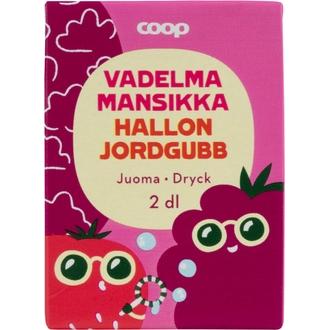 Coop vadelma-mansikka juoma 2dl