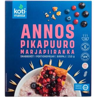 Kotimaista annospikapuuro marjapiirakka 210 g (6x35 g)