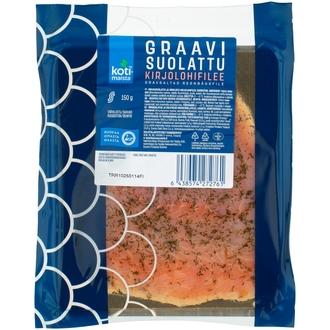 Kotimaista graavisuolattu kirjolohifilee viipaloitu 150 g