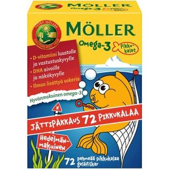Möller 86g Omega-3 Pikkukalat hedelmänmakuinen omega-3-rasvahappo-D-vitamiinivalmiste