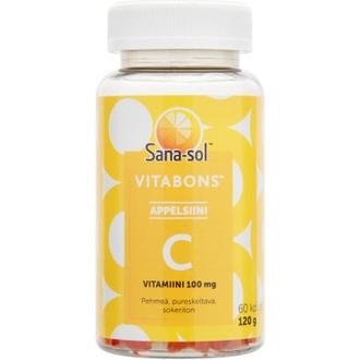 Sana-Sol Vitabons Pehmeä Ja Pureskeltava C-Vitamiinivalmiste, Appelsiininmakuinen, Ravintolisä 60 Kpl
