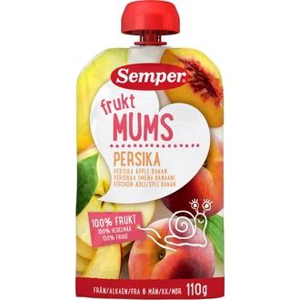 Semper 110g Fruktmums Persika persikkaa, omenaa ja banaania alkaen 6 kk täyshedelmäsose