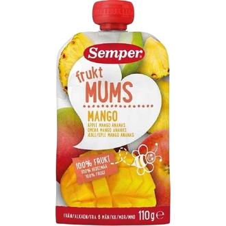 Semper Fruktmums Mango 110G, Omenaa, Mangoa Ja Ananasta Hedelmäsose Alk. 6Kk