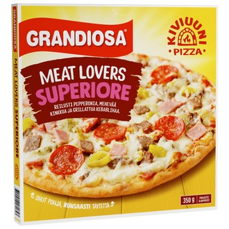 Grandiosa superiore for meat lovers kiviuuni pakastepizza 350g