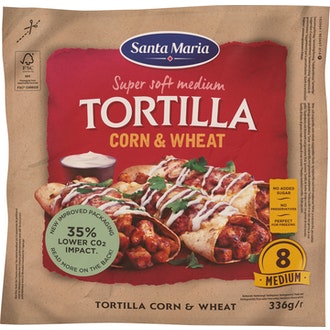Santa Maria Tortilla Corn & Wheat Medium 8 kpl, 336 g