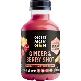 God Morgon Omena-vadelma-inkivääri-hibiskus mehushot + vitamiinit C, B6, foolihappo ja B12 450 ml