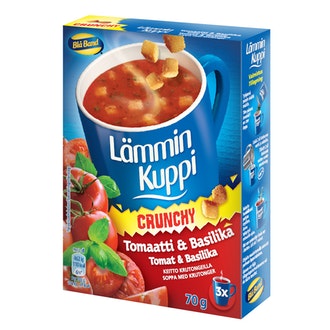 Blå Band Lämmin Kuppi Crunchy tomaatti-basilikakeitto krutongeilla 3x23,3g