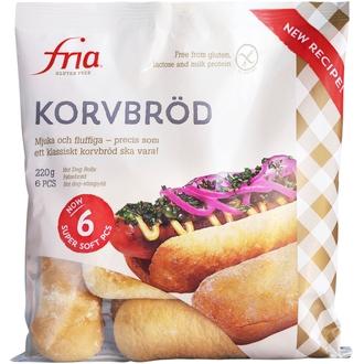 Fria Hot dog -sämpylä 220g/6kpl gluteeniton pakaste