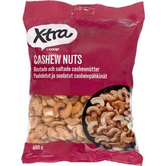 Xtra paahdetut ja suolatut cashewpähkinät 400 g