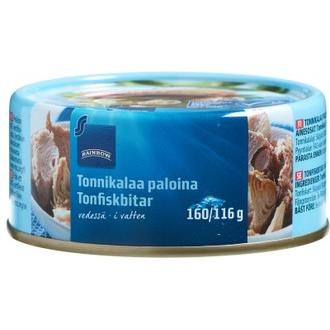 Rainbow 160/116g tonnikalaa paloina vedessä MSC