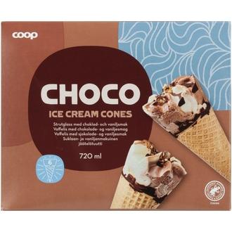 Coop jäätelötuutti suklaa 6 kpl 720 ml/415 g