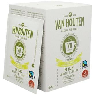 10x25g Van Houten Chocolate Drink, Reilun kaupan kaakaojuomajauhe kerta-annospusseissa