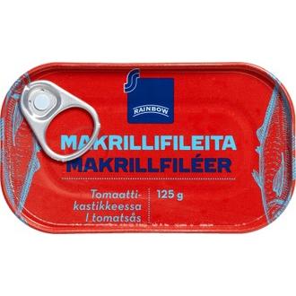 Rainbow 125g Makrillifileitä tomaattikastikkeessa