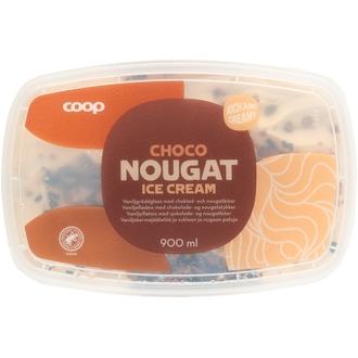 Coop suklaa-nougatkermajäätelö 900 ml/450 g