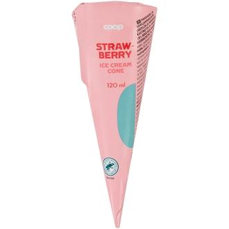 Coop jäätelötuutti mansikka 120 ml/69 g