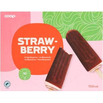 Coop mansikkajäätelöpuikko 10 kpl 700 ml/390 g