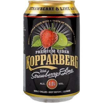 Premium Cider Kopparberg with Strawberry & Lime 4,0%, Mansikan ja limen makuinen omenasiideri tölkki 33cl