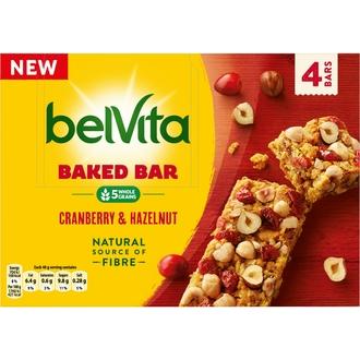Belvita Baked Bar Cranberry & Hazelnut Välipalakeksi 160G