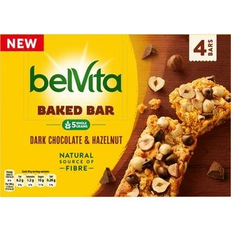 Belvita Baked Bar Dark Chocolate&Hazelnut Välipalakeksi 160G