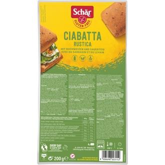 Schär Ciabatta Rustica gluteenittomat esipaistetut täysjyväsämpylät 200g